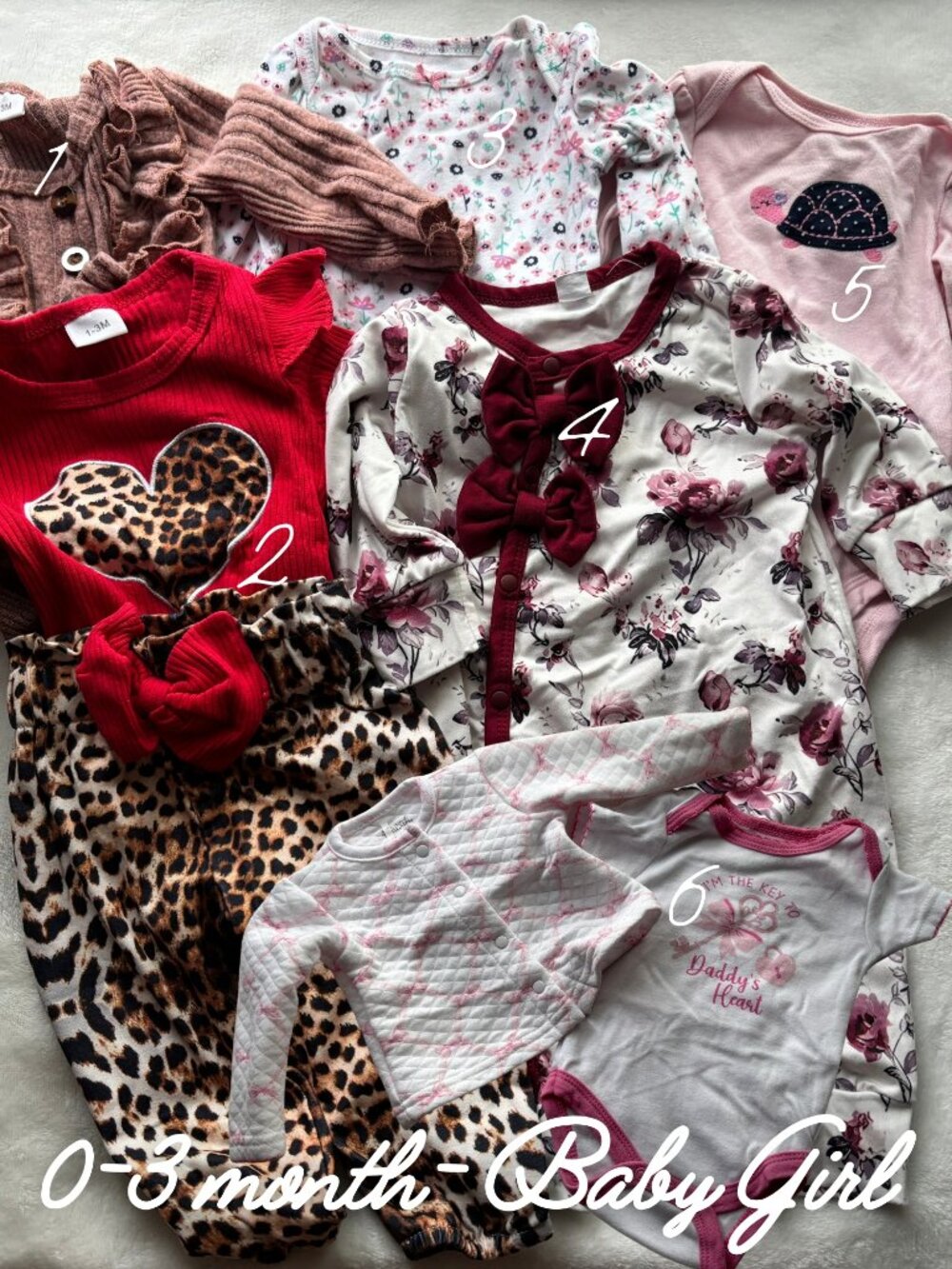 Baby Girl 0-3M Clothes Lot 6 Piece Bundle Outfits
